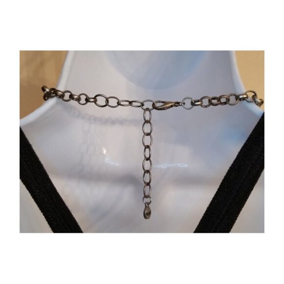 Ruby Rd Chunky Hammered Disc Chain Statement Bib Necklace Modernist Look. - Picture 2 of 3